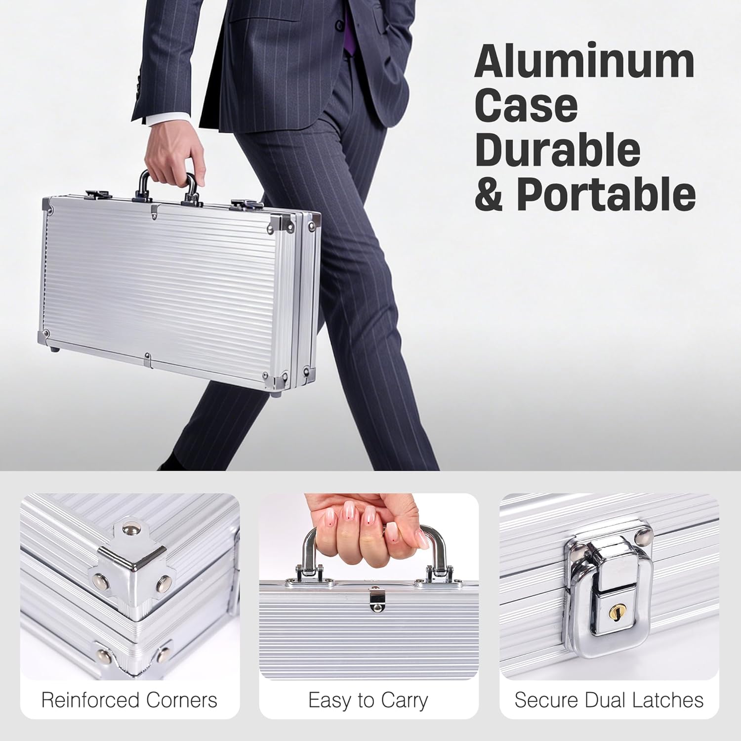 300 Pcs Poker Chips Set for Texas Holdem, 11.5g Clay Chips with Aluminum Carrying Case, Playing Cards & Game Buttons