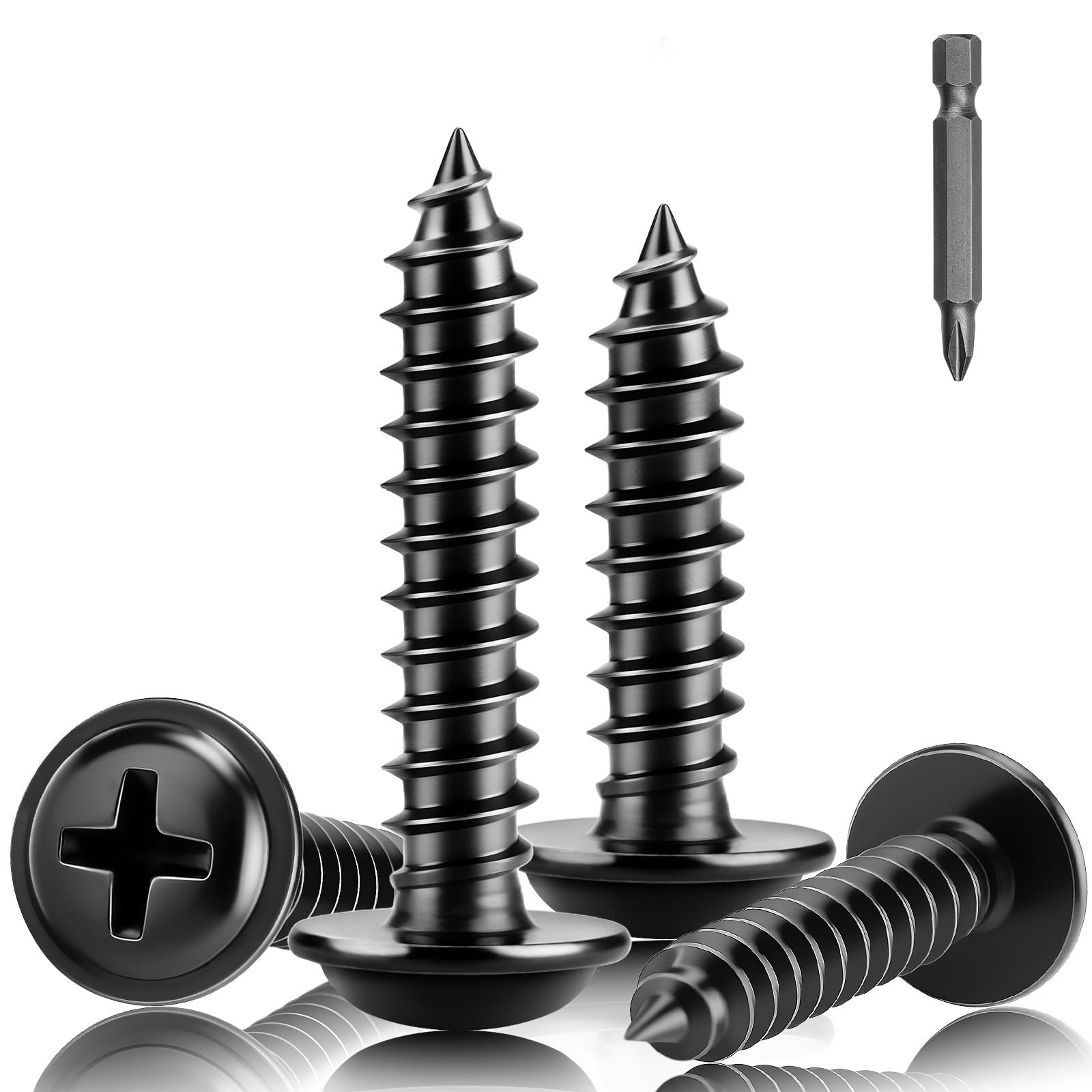 XRXYMQ 200 Pcs Black Screws M3x20 mm Self Tapping Screws Pan Flat Head With Washer Galvanised Modified Truss Black Self Tapping for Metal Plasterboard Wood Plastic