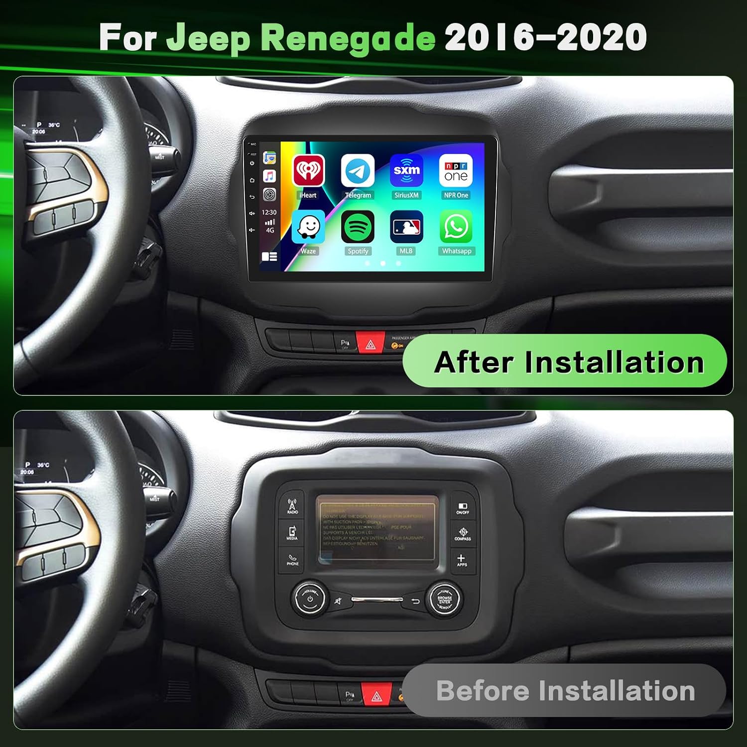 [Fuluku] 2+64GB 9" Android 15 Carplay Car Radio for Jeep Renegade 2016-2020 image 2