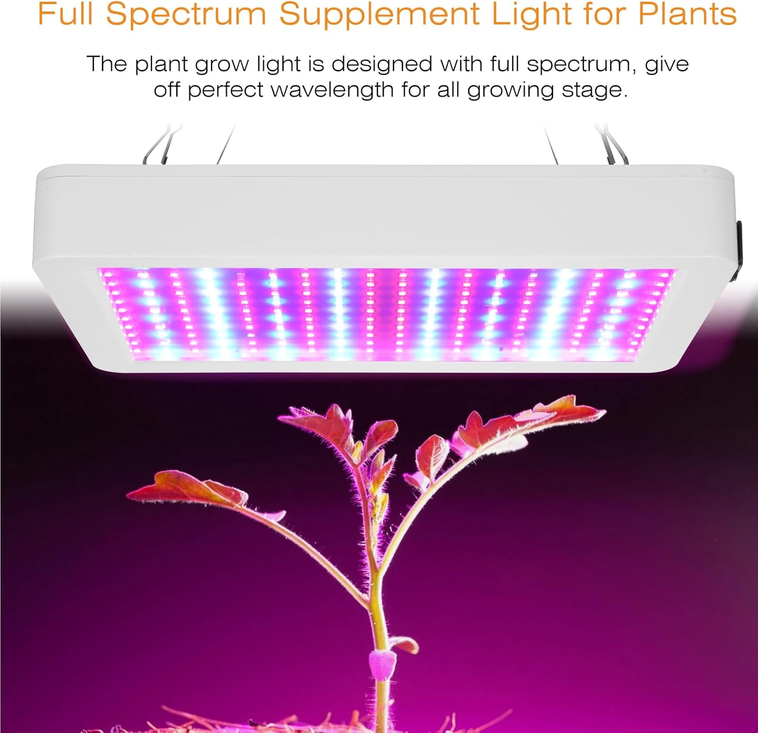 Fdit 6000 LM LED Grow Light, Full Spectrum Hanging Plants Light with 5 Dimmable Settings for Indoor Plants Hydroponics Grow Tent Seedlings (US Plug)