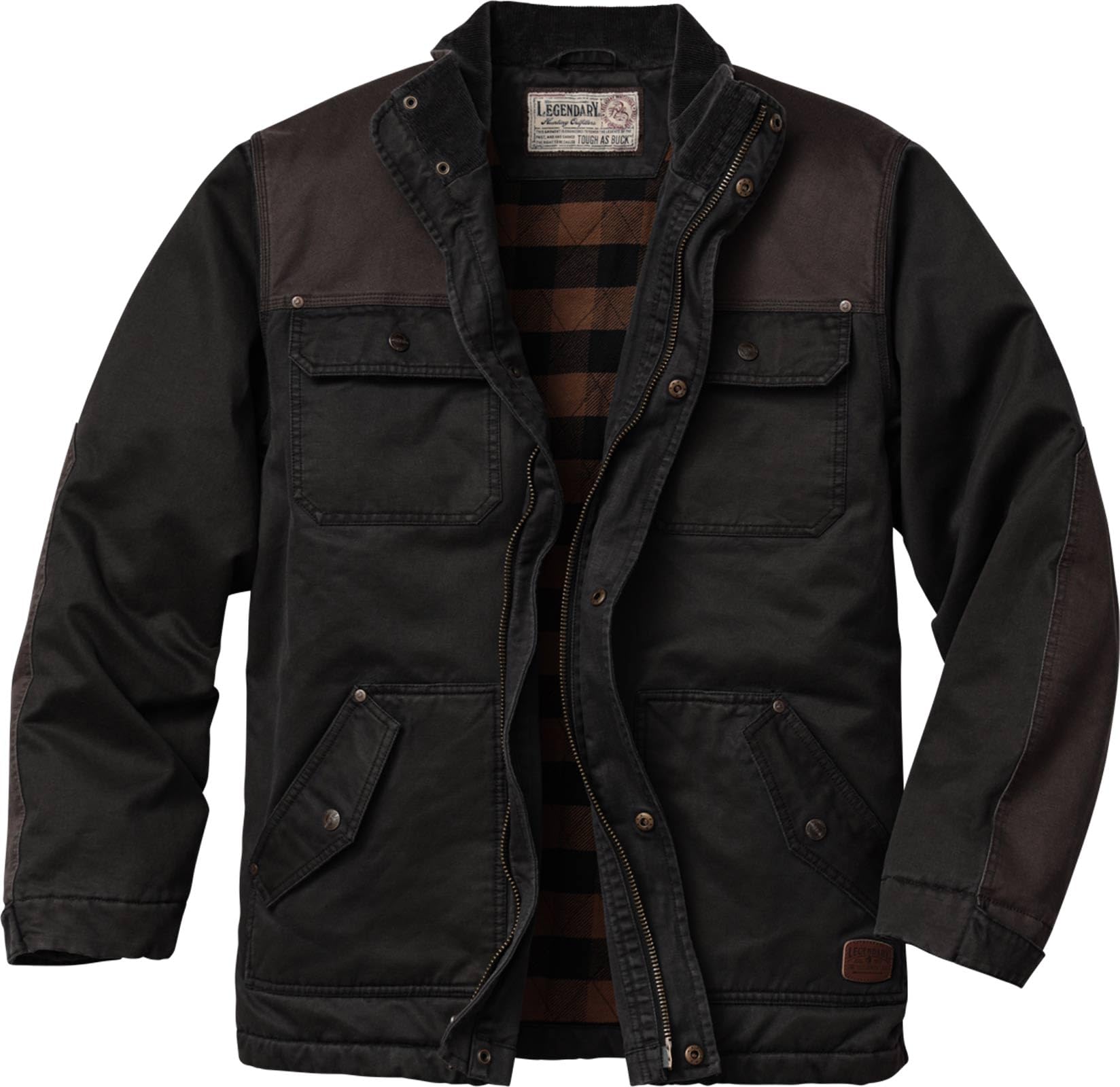 Legendary Whitetails Men's Black Chore Coat Tough As Buck Collection, Flannel Lined Barn & Field Workwear Jacket, Xl