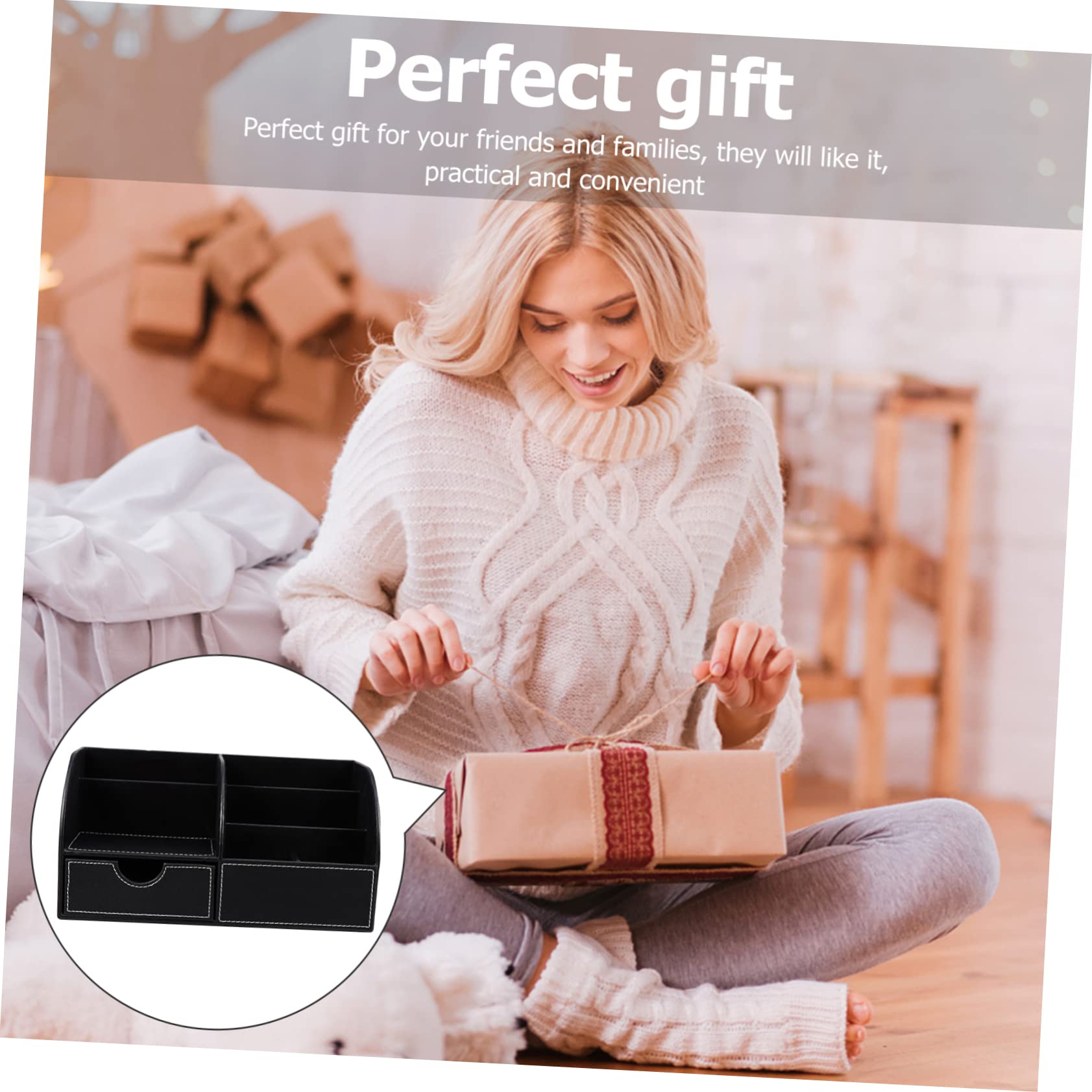 Stiftehalter aus Pu Leder, Quadratisch Schwarz, Schreibtisch Organizer | Abschlussfeier, Einschulung Deko, Fein Verarbeitet, für Schere und Lineal, Modern Dekorativ