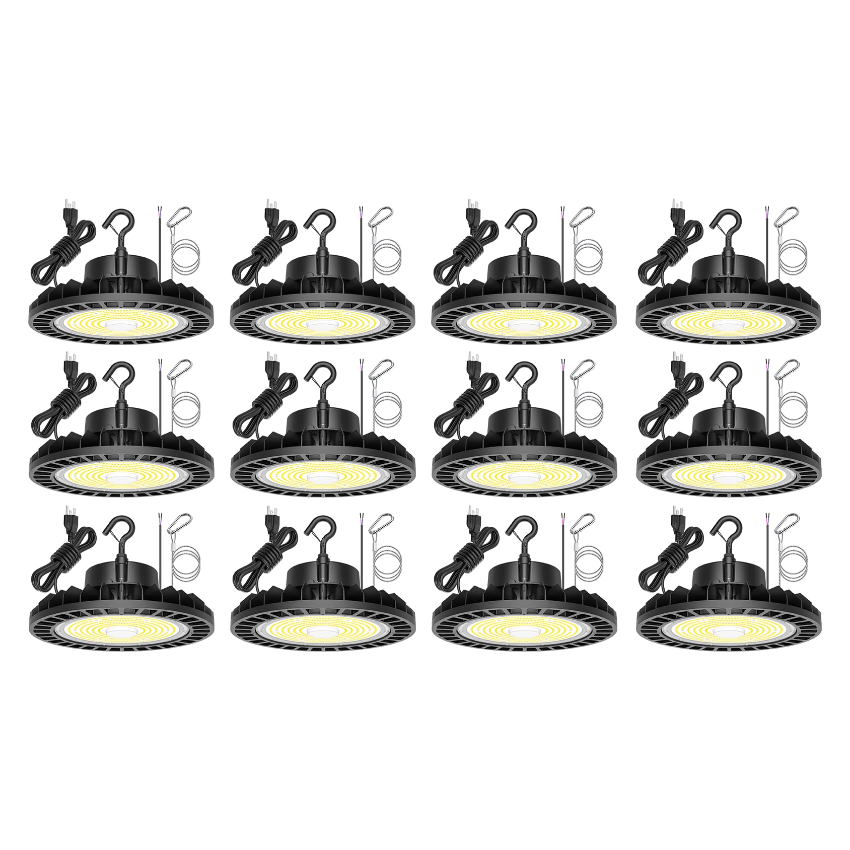 12 Pack 150W UFO LED High Bay Light 5000K 22500LM Ultra Bright IP65 Commercial Bay Lighting LED Shop