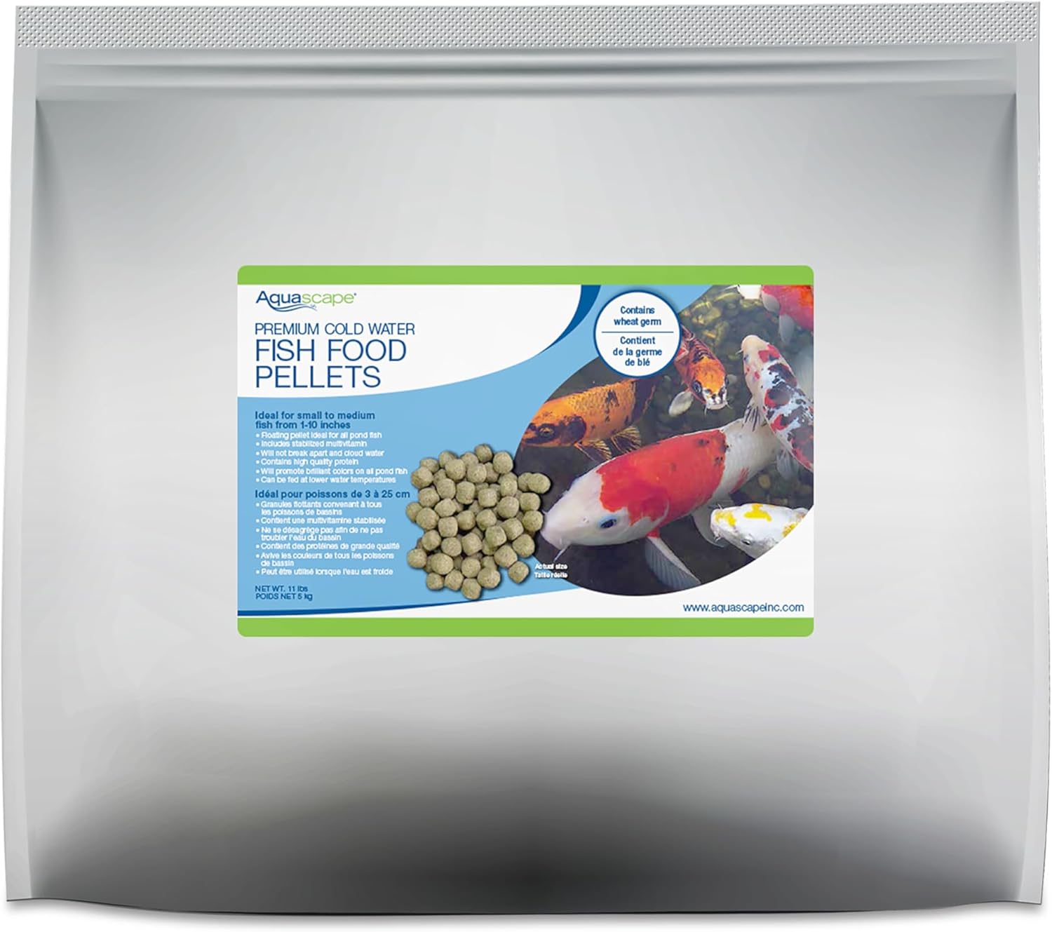 Aquascape Premium Cold Water Fish Food Pellets for Large Pond Fish, Large Pellet, 11 Pounds, 81047