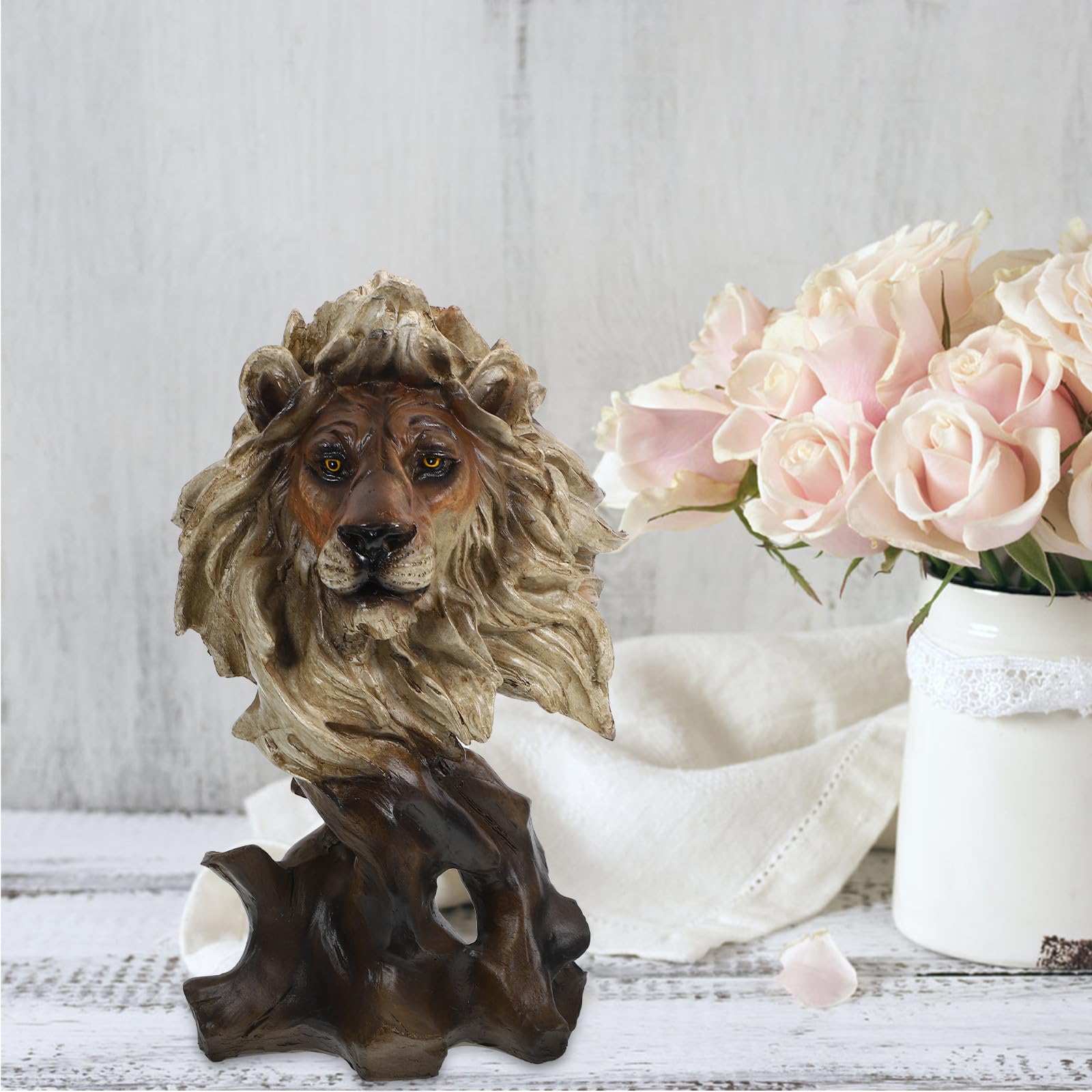 BETOOKY Löwenkopffigur mit Abstraktem Design aus Kunstharz als Kreative und Realistische Dekoration Elegante Tischdeko für Büro und Wohnzimmer für Geschenk und Sammler