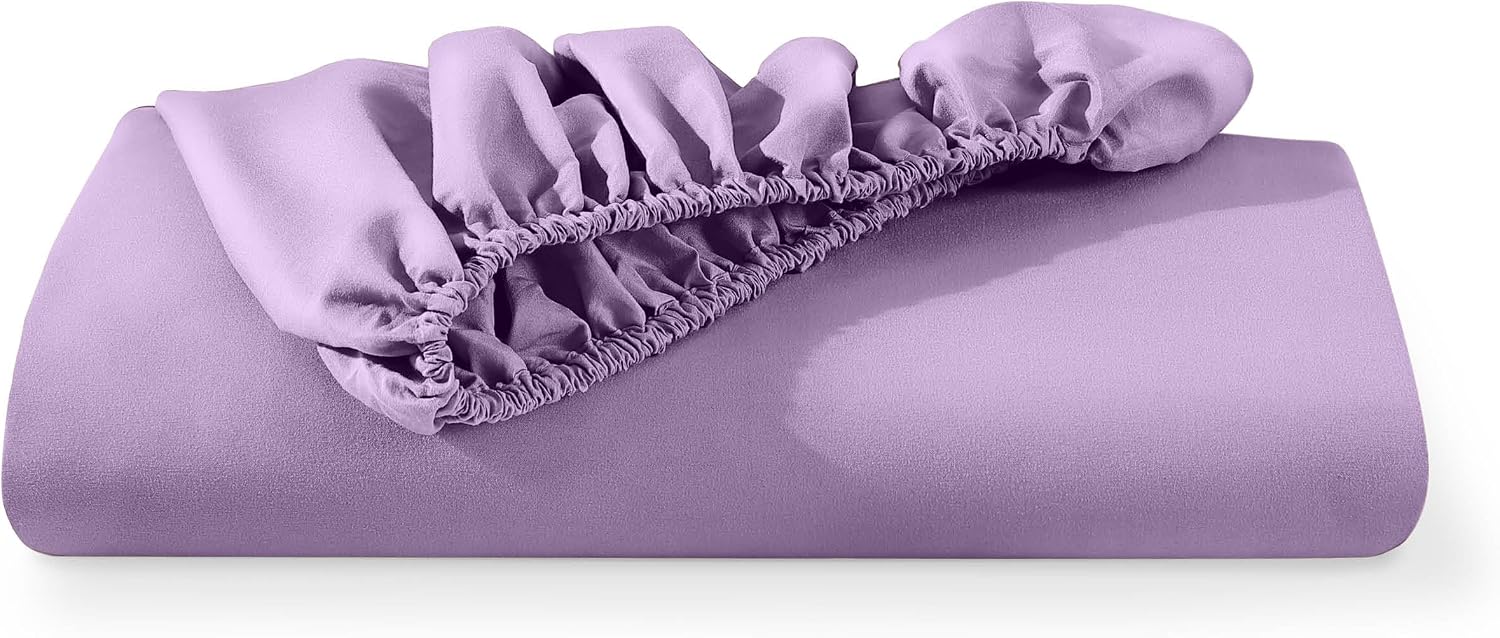 Bare Home Fitted Bottom Sheet King Size - Premium 1800 Ultra-Soft - Hotel Luxury - Deep Pocket - Durable and Long Lasting (King, Lavender)