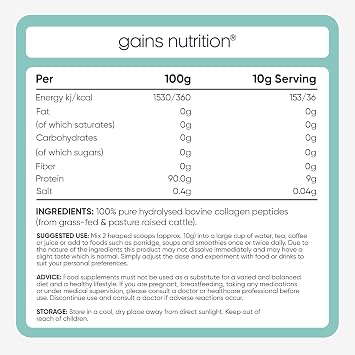 GN Collagen Peptides Powder | Hydrolyzed Bovine Collagen Powder - 700g | Unflavoured & Unsweetened Collagen Supplements for Women & Men with Essential Amino Acids | Allergen Free