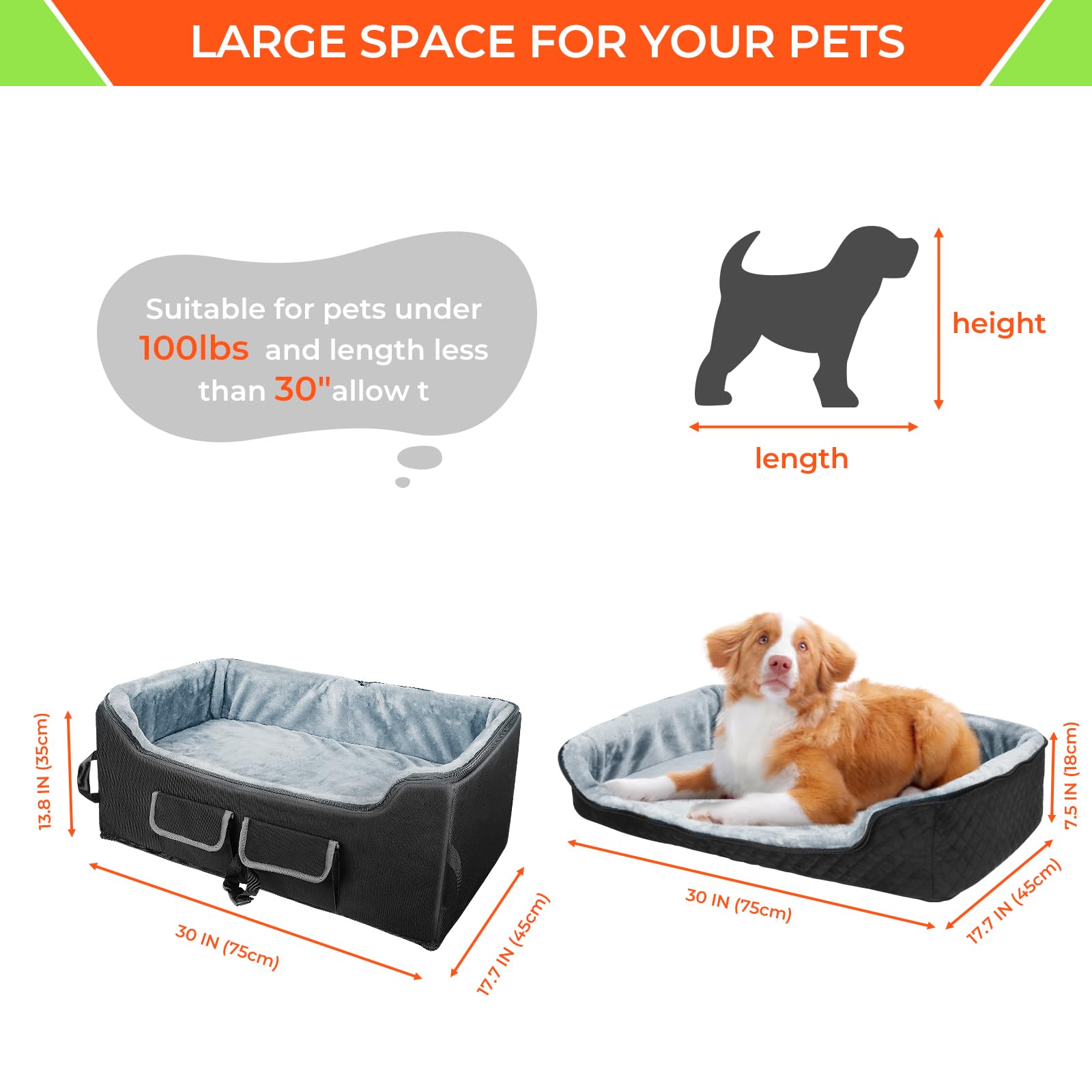 Booster Autositz Für Haustiere – Abnehmbar, Mit Sicherheitsgurten, Für Kleine & Mittelgroße Hunde/Katzen