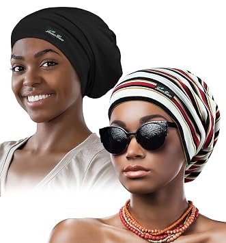 FocusCare Adjustable Satin Lined Sleep Cap for Curly Hair
