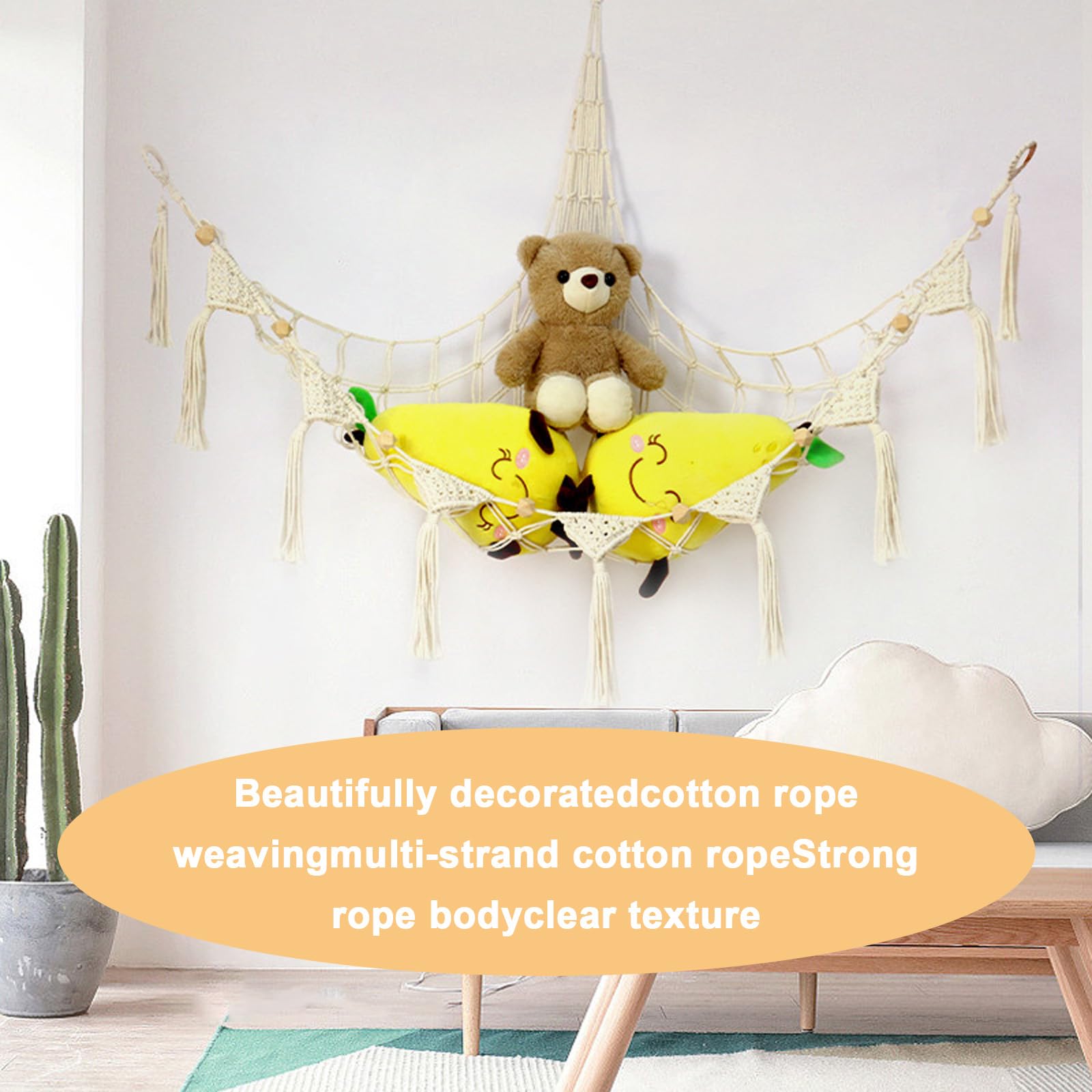 Kuscheltier Aufbewahrung Netz, Stofftier Aufbewahrung Netz für Hängematte, Boho Stofftier Hängematte Spielzeug Organizer, Kuscheltier Netz Kuscheltiernetz für Kuscheltiere Plüschtier Aufbewahrung