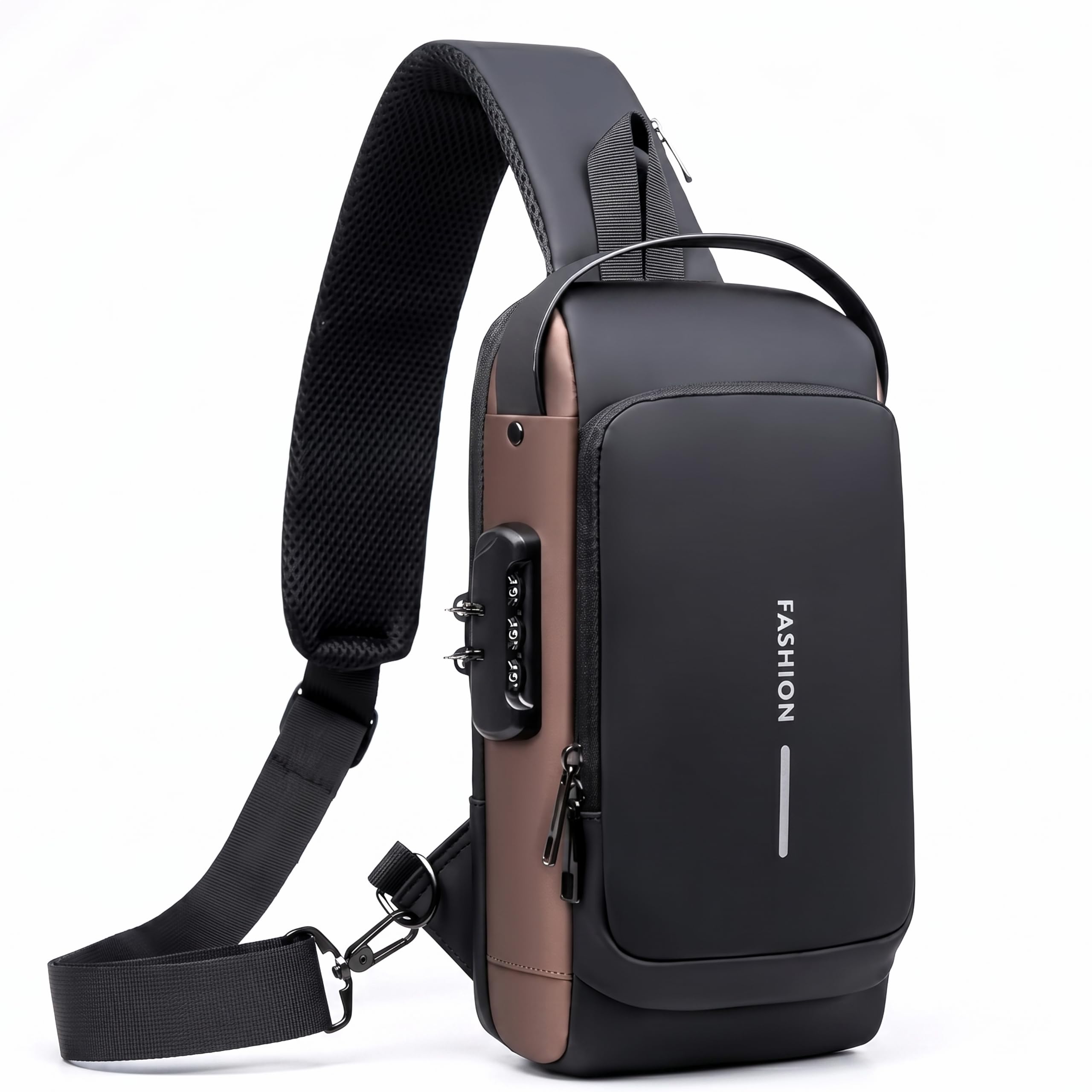 Sling Bags for Men Women, Waterproof Chest Bag, Anti-Theft Password Lock, Crossbody Backpack, Small Flex Shoulder Bag for Hiking, Cycling, Travel-image-3