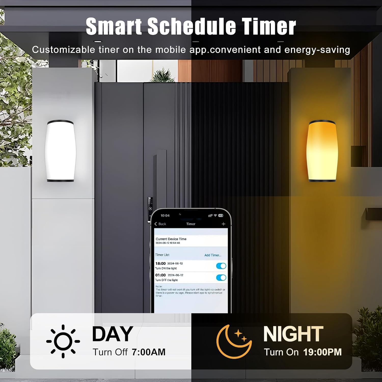 Outdoor Wall Lights, RGBICWW Smart Outdoor Light Fixture, 2400LM LED Porch Light, Modern Outdoor Wall Sconce Tunable White, IP65 Waterproof for Outdoor Decor, Christmas Decor, 1 Pack