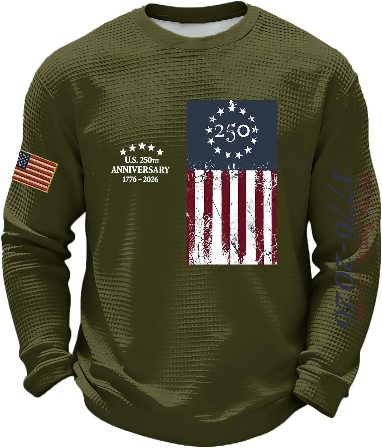 RTRDE Men's American T-Shirts Long Sleeve Anniversary Independence Day Flag Print Patriotic Shirts, S-5XL