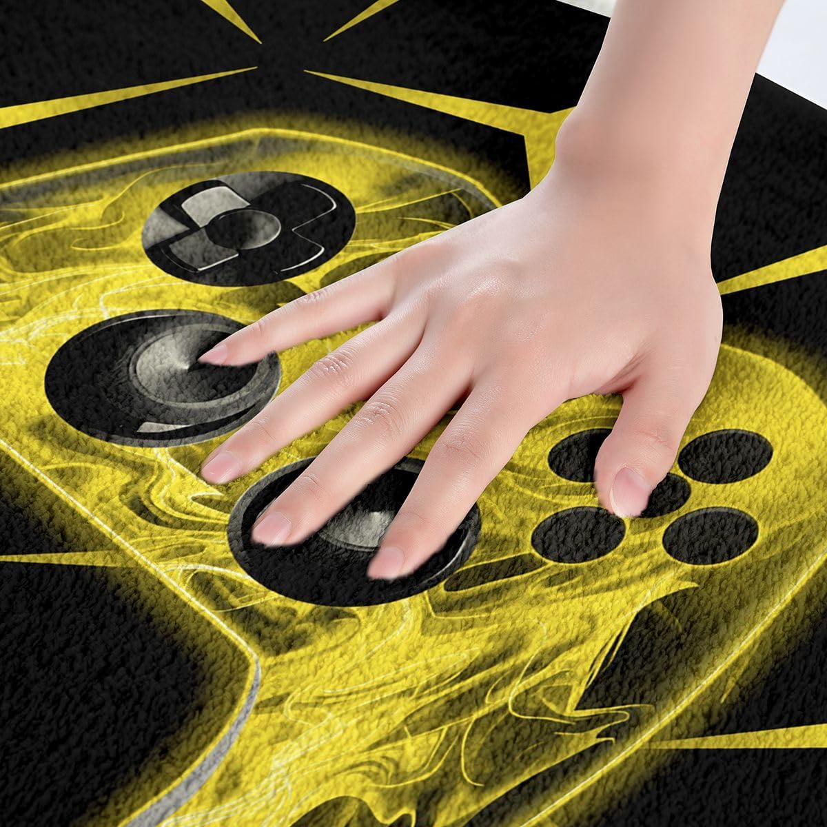 Castle Fairy Gamepad Kids Bath Mat,Flame Gaming Geometric Console Mats Rugs,Girls Boys Room Decor,Video Games Controller Bathroom Carpets,Yellow Black Bath Rug,Absorbent Floor Mats,16Wx24L Inches image 2