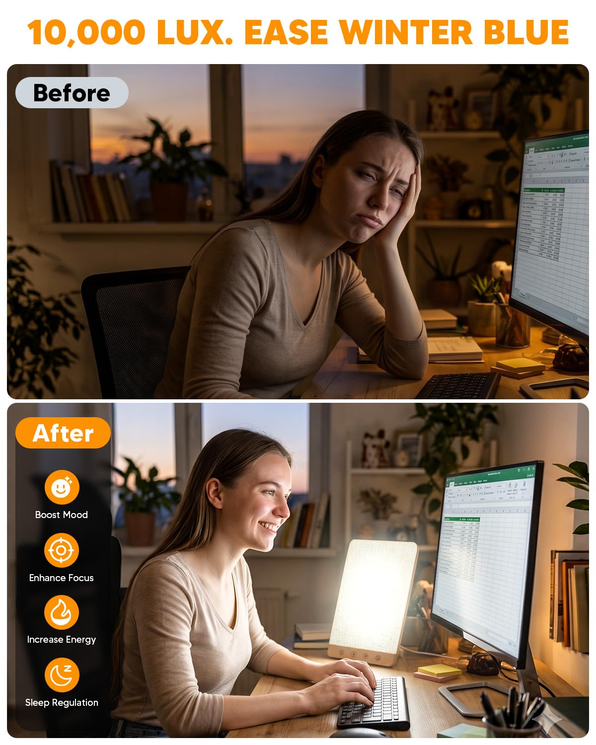 Light Therapy Lamp - 10000 Lux Sun Lamp -8 Light Therapy Lamp - 10000 Lux Sun Lamp -8