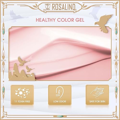 Miniatura 6 de ROSALIND Juego de 6 esmaltes de uñas de gel de gelatina, color rosa, nude, blanco, para el día de San Valentín, colección de gel para todas las
