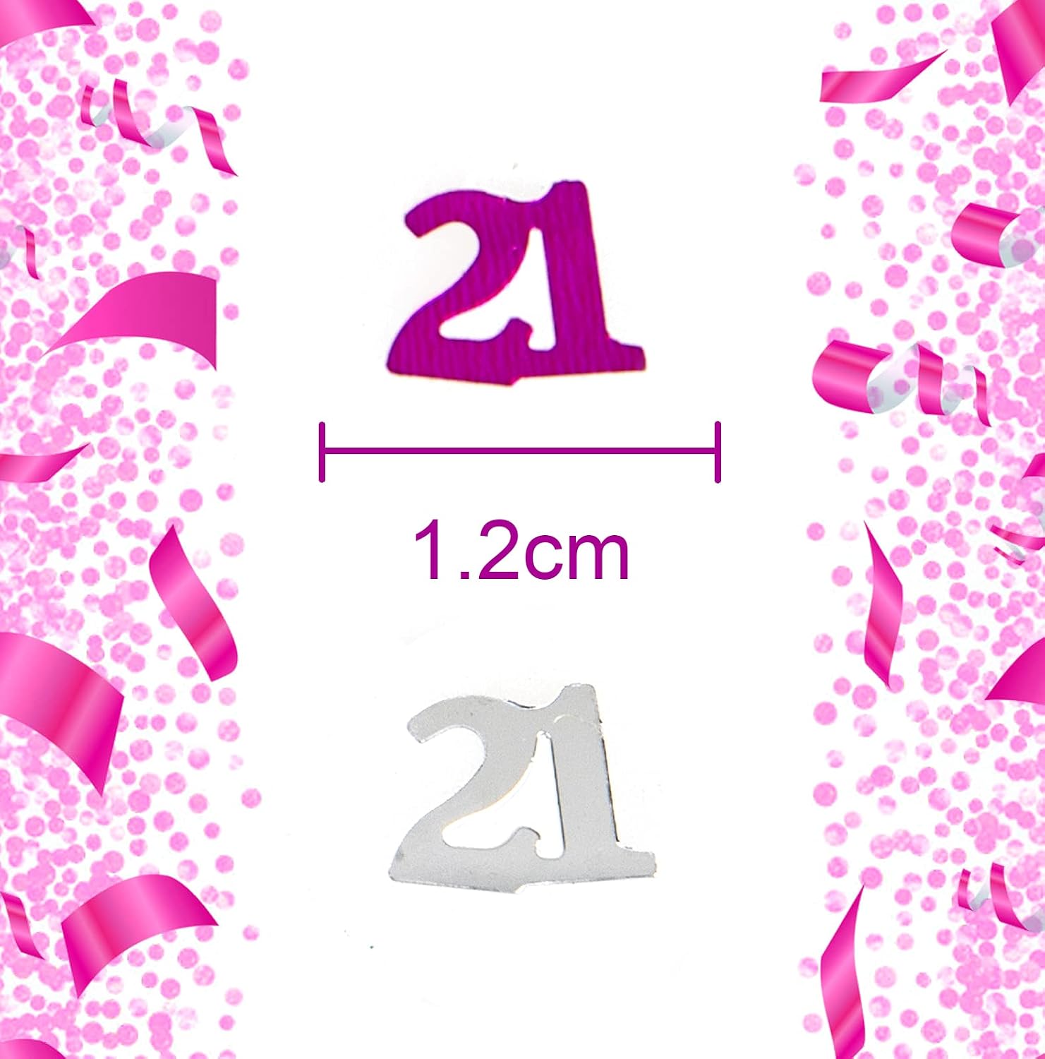 14g Pink & Silver 21st Birthday Confetti Foil Metallic Glitz Table Scatter Sprinkles Age Bday Party Decorations