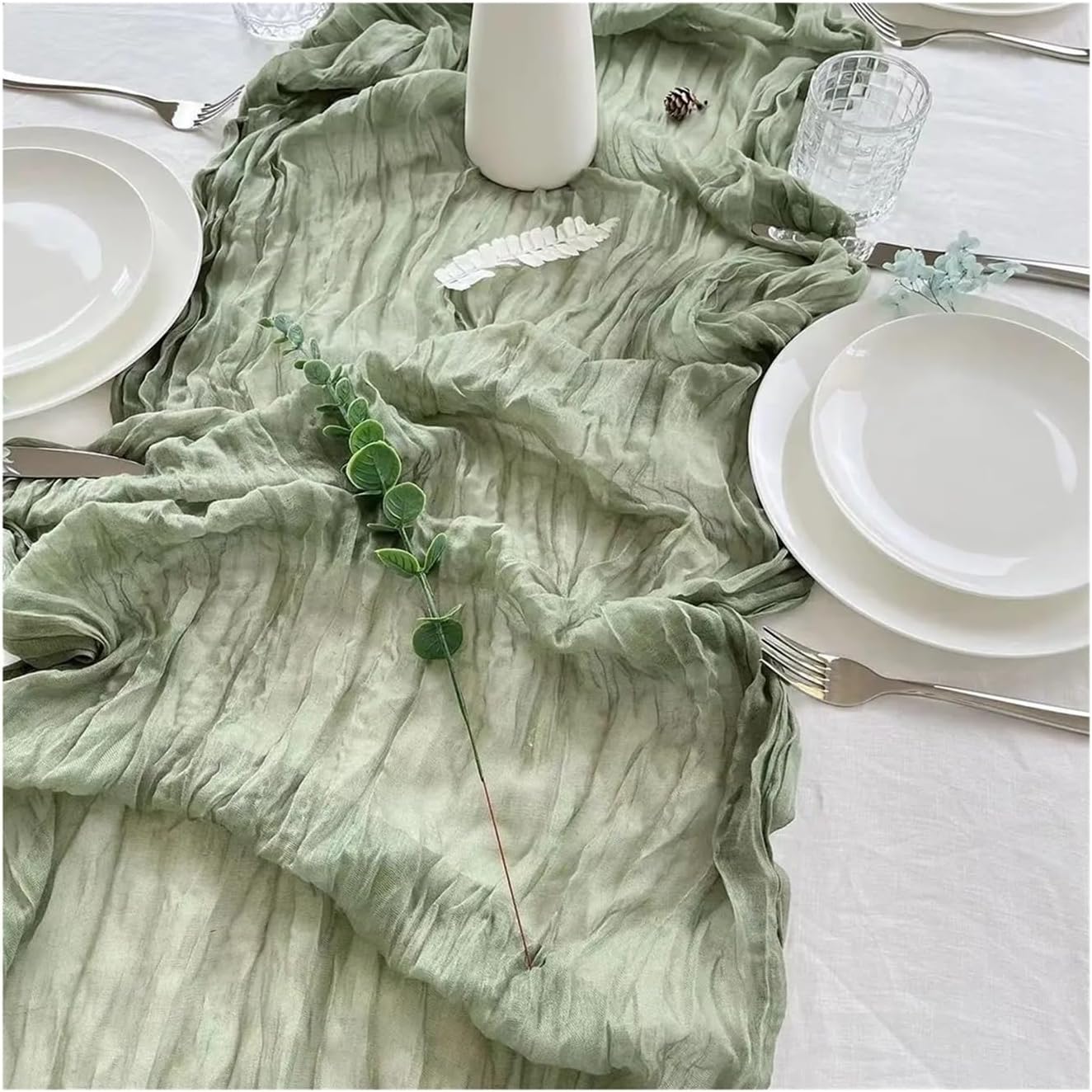 Table Runner for Home Decor Wedding Violet Gauze Table Runner Semi-Sheer Cheesecloth Setting Dining Vintage Party Banquets Arches Cake Decor(Color 8,90x180cm)