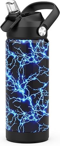 Miniatura 8 de Botella de agua para niños con popote, vasos aislados de acero inoxidable de 18 onzas con popote, a prueba de fugas para la escuela, deportes y