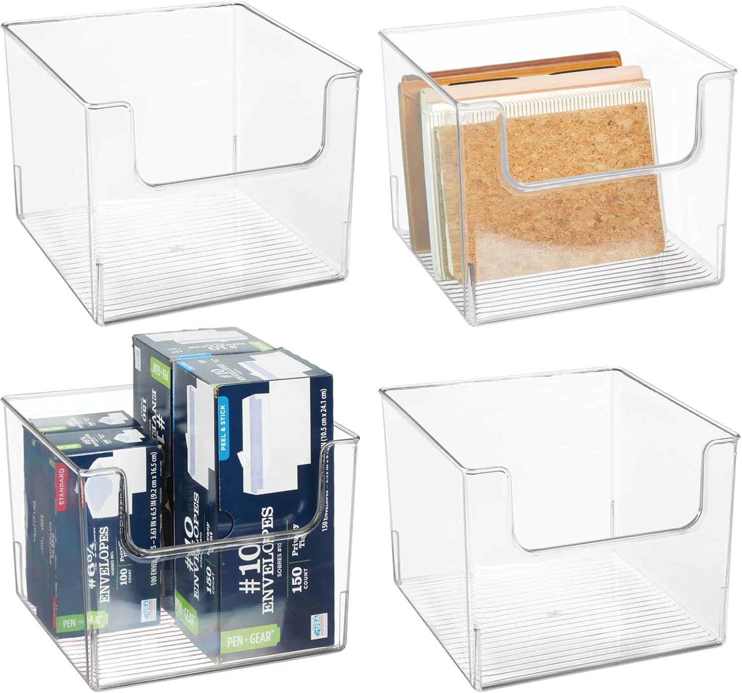 mDesign Set of 4 Household Storage Box — Plastic Storage Cube for