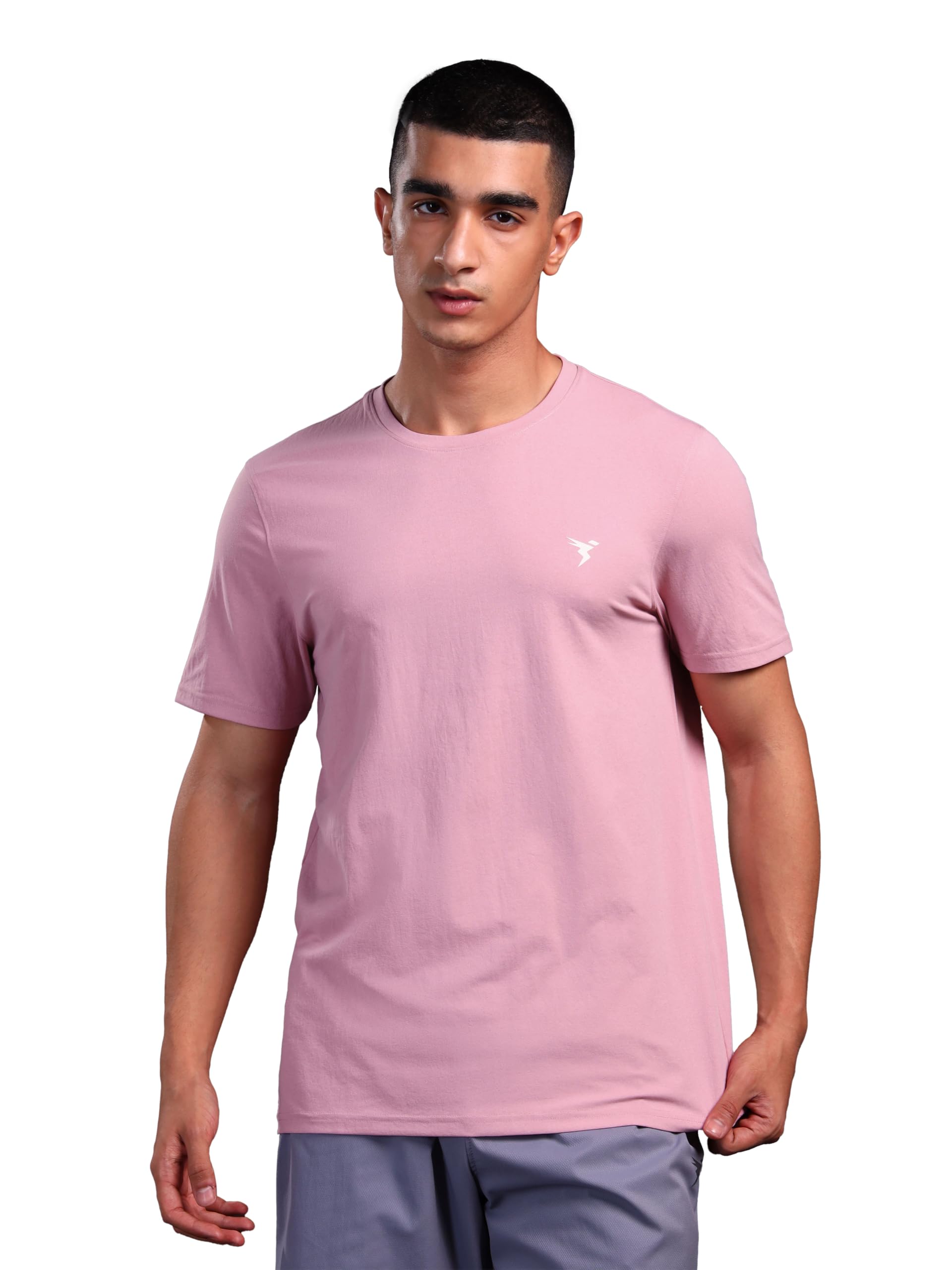 TECHNOSPORT Men's Polyester Slim Fit Solid Short Sleeve Crew Neck T-Shirt with Cotflex, Quick Dry and Wrinkle Resistance Fabric for Gym, Regular Usage and Sports