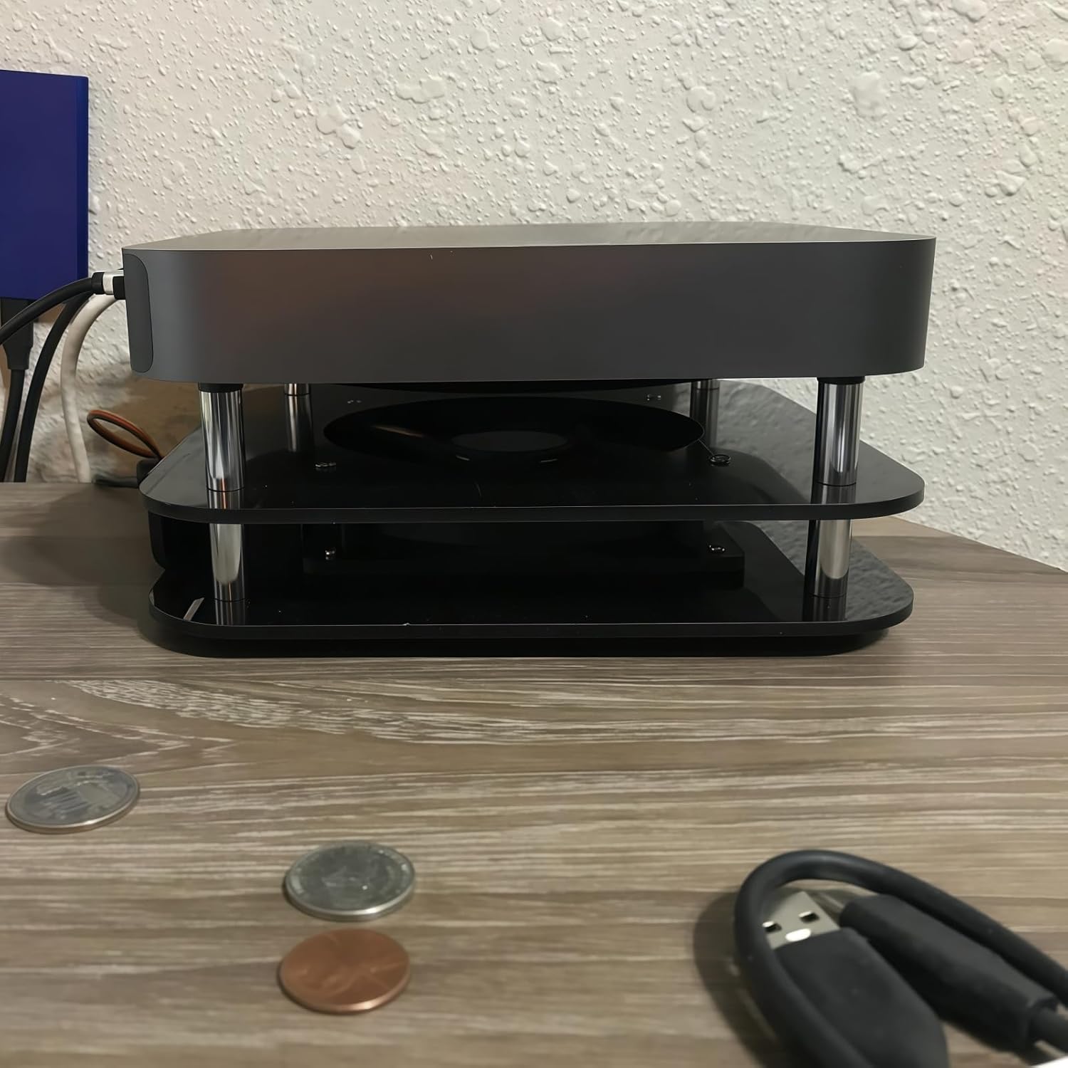 Mac mini Radiator Cooling Fan Wind Speed Enhancement Modified Double Deck Acrylic Chassis,Mini Radiator Overclock Base with 12cm Silent Fan