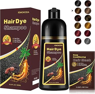 Fvquhvo Natural Instant 3 in 1 Hair Color Dye Shampoo for Gray Hair - Men & Women, Long Lasting Dark Brown