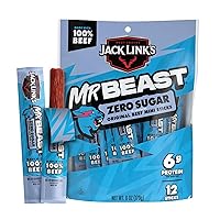 Vista 1 de Jack Link’s x MrBeast Mini Palitos de Ternera Sin Azúcar – 6g de Proteína por 2 Palitos de Carne Envueltos Individualmente, Hechos con 100% Ternera