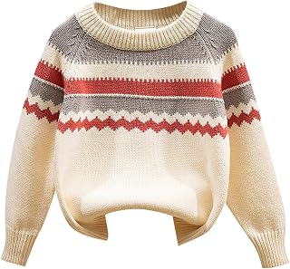 Christmas Sweater for Boys Size 8 Crew Neck Colorblocked Stripe Knit Pullover Sweater Winter Boys Dress Sweaters