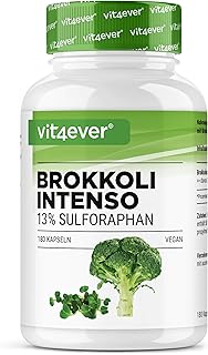 Extrato de brócolos, 180 cápsulas, 1310 mg por dose diária, 10% sulforafano, brotos de brócolos, biodisponibilidade otimizada - altas doses veganas