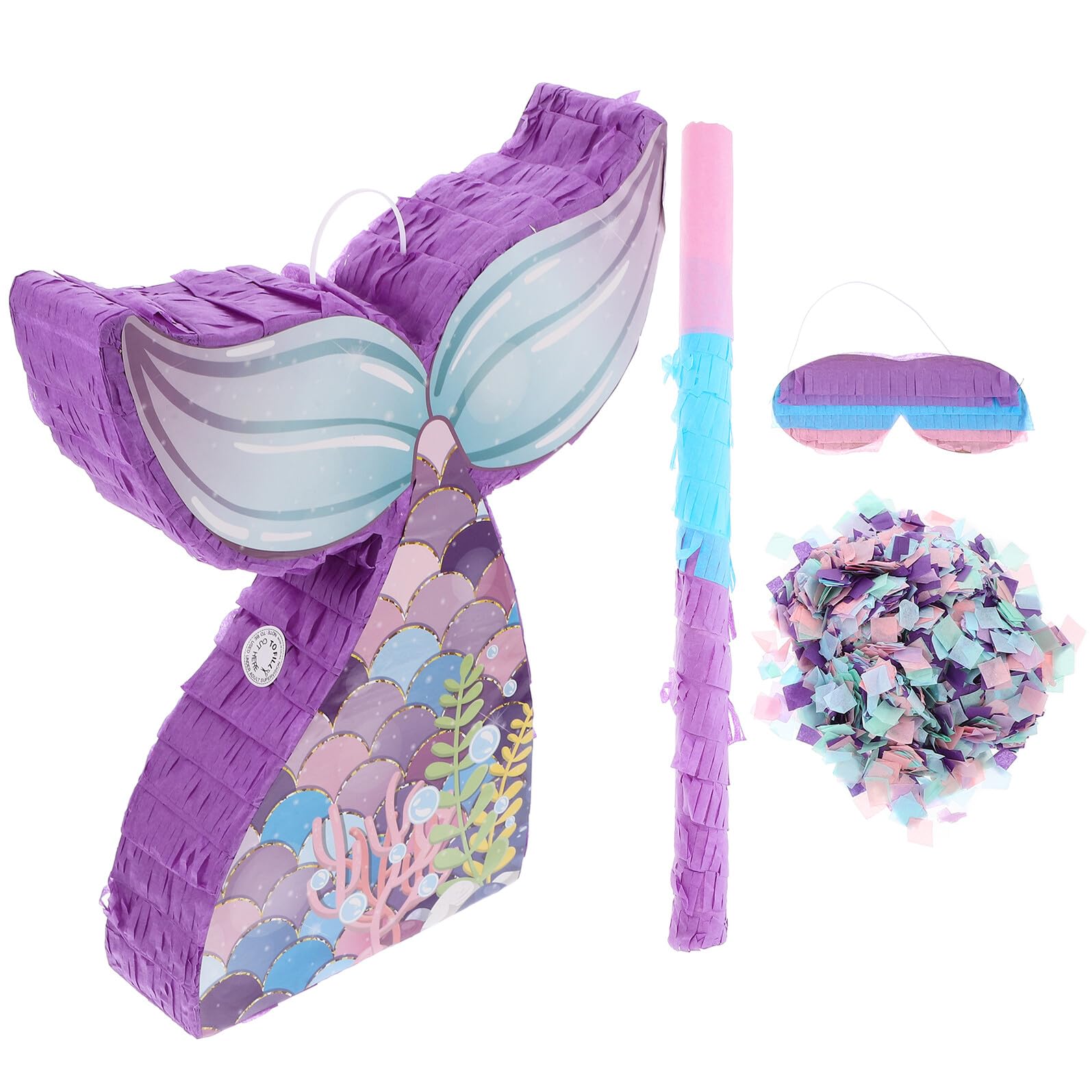 Piñata Sirène D’anniversaire pour Garçon Fille, 1 Set avec Bâton