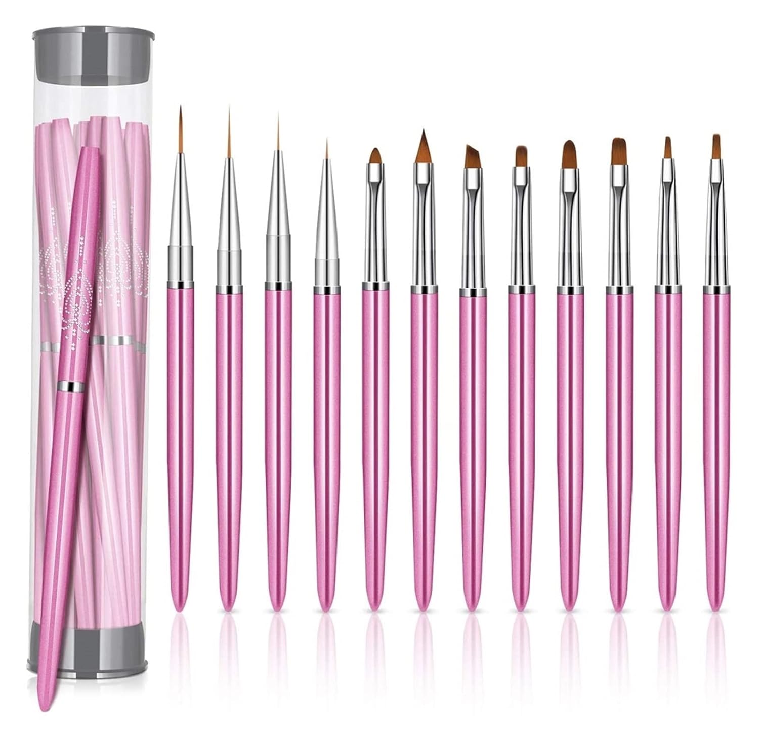 12 Pcs Nail Art Brush Set Nail Art Painting Drawing Pen Builder Flat Gradient Line Gel Acrylic Tips Design Manicure Tools