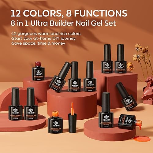 Miniatura 5 de modelones Builder - Gel de uñas transparente 7 en uno para engrosar las uñas, lámpara LED de uñas curada, gel duro endurecedor de uñas, base de gel