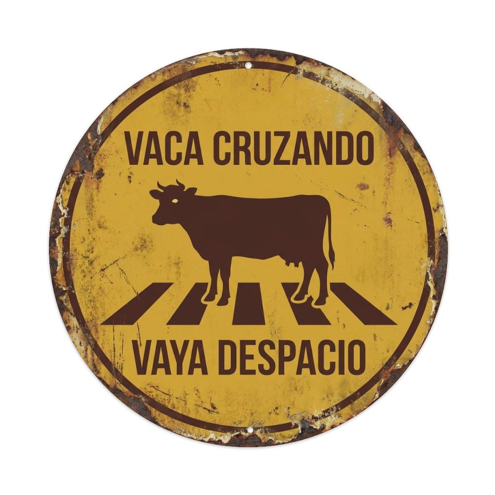 Cow Crossing Vaya Despacio Cozy Metal Tin Sign