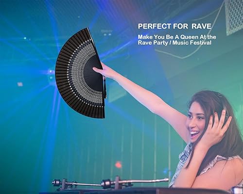 Miniatura 4 de Ventilador de mano para mujer, plegable, chino, japonés, vintage, de seda de bambú, ventilador de mano para baile, música, festival, boda,