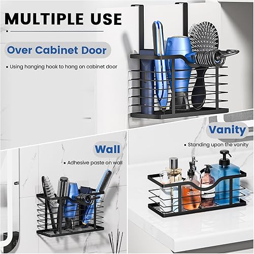 Miniatura 3 de Carwiner Soporte para secador de pelo, 2 piezas, organizador de herramientas para el cabello, soporte para secador de pelo, soporte para secadora de