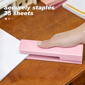 Stapler 25 Sheet Capacity with 830 Staples and Staple Remover, Pink Stapler