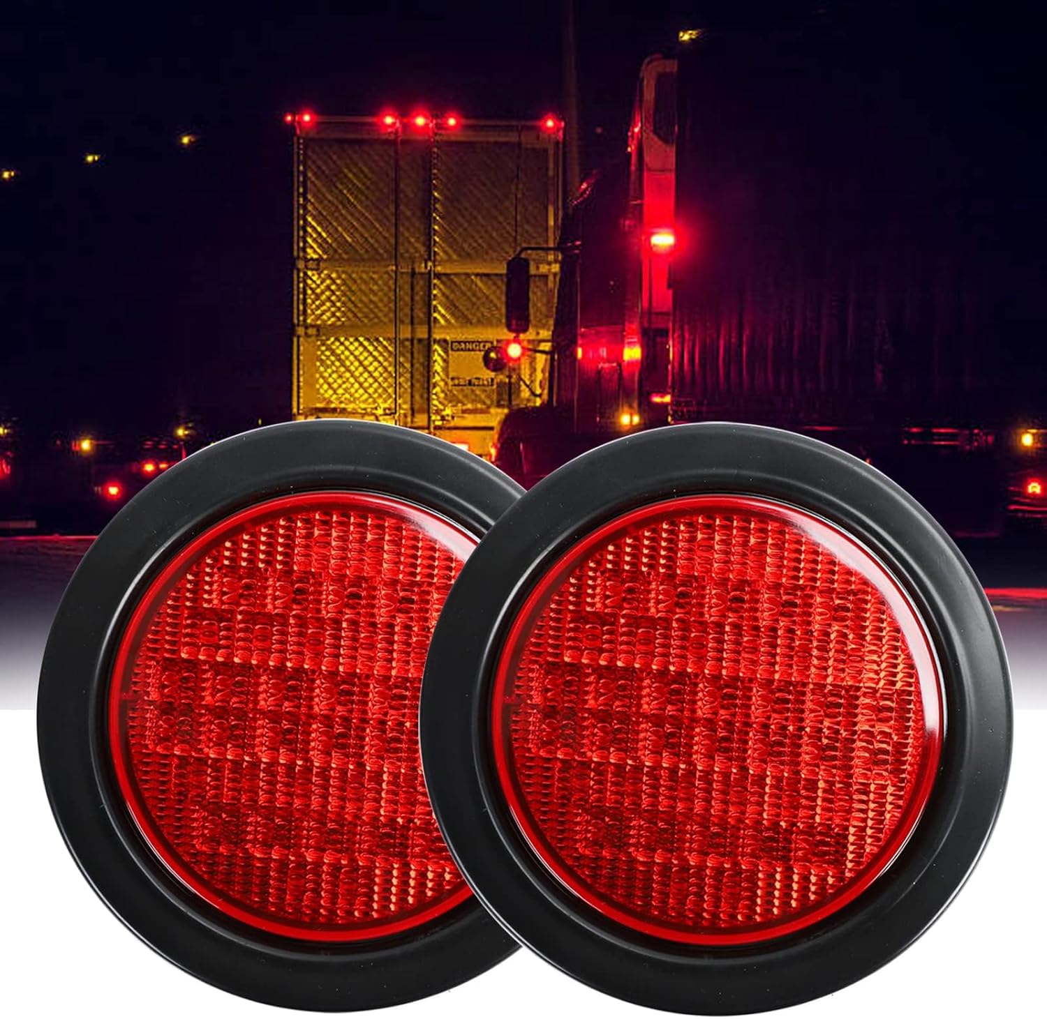 4Pcs 4" Round Red 40 LED Trailer Tail Lights, Grommet Plug Waterproof Stop Turn Signal Stop Brake Trailer Lights for Trucks Trailers RV Bus