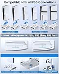 Support PS5/PS5 Slim/PS5 Pro et station de refroidissement avec station de charge de manette LED pour console PlayStation 5, chargeur de manette PS5, accessoires PS5/PS5 Slim/PS5 Pro avec ventilateur de refroidissement à 3 niveaux