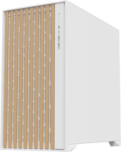 Itek Boîtier Woody - ATX, 3 x 14 cm, Ventilateur Blanc, 2 x USB3, Type-C, façade en Bois, Panneau latéral en Verre tempéré, édition Blanche - 3