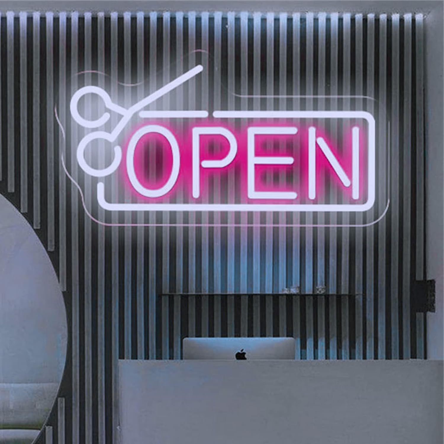 KIJyfgTR LED Neon Light Sign Barber Shop Neon Signs Hair Salon Decor LED Neon Lights, Window Wall Hanging Night Lights Luminous Signboard, 40X21cm