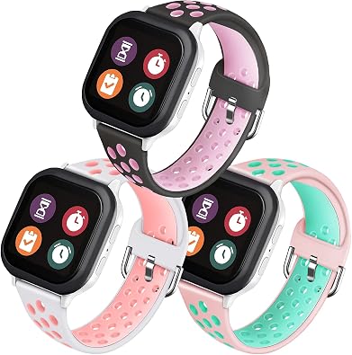 3 Pack Bands Compatible with Gizmo Watch 3/2/1, Gabb Watch 2/1, Syncup Watch 2/1,Adjustable Breathable Soft Silicone Watch Bands