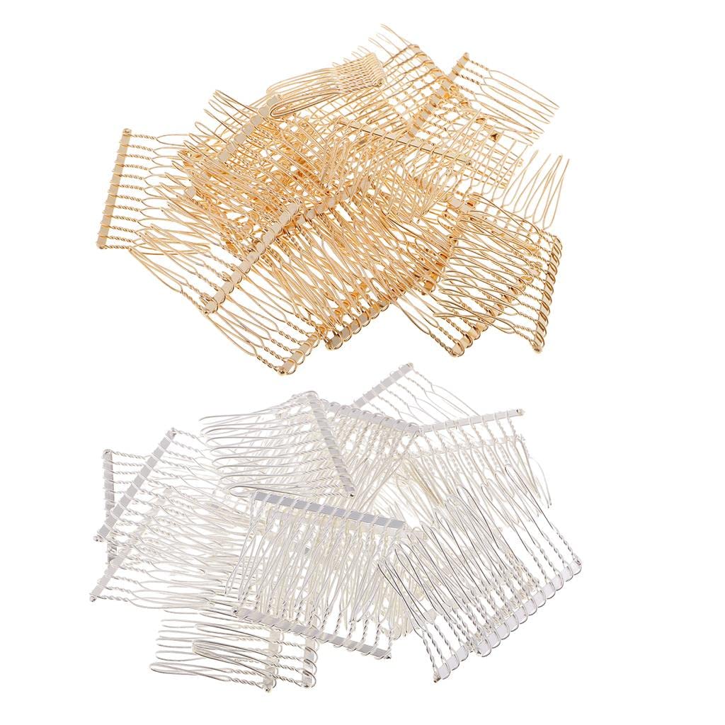 40Pcs Silver Gold Blank Metal Hair Combs Wedding Hair Accessories Set DIY Craft Supplies