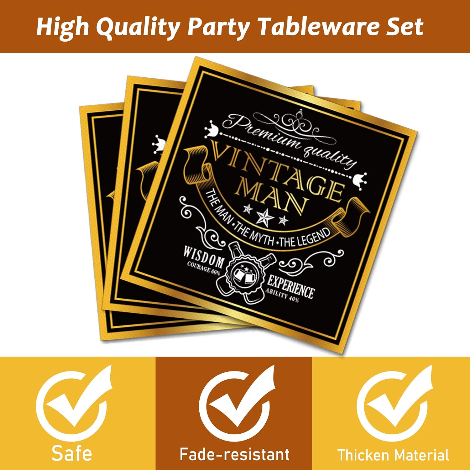 Wiooffen 96 Pcs Vintage 90th Party Tableware Set Back in 1936 90th Theme Birthday Party Table Decoration Supplies Cheers to 90 Years Paper Plate Napkin Fork 24 Guests for Men