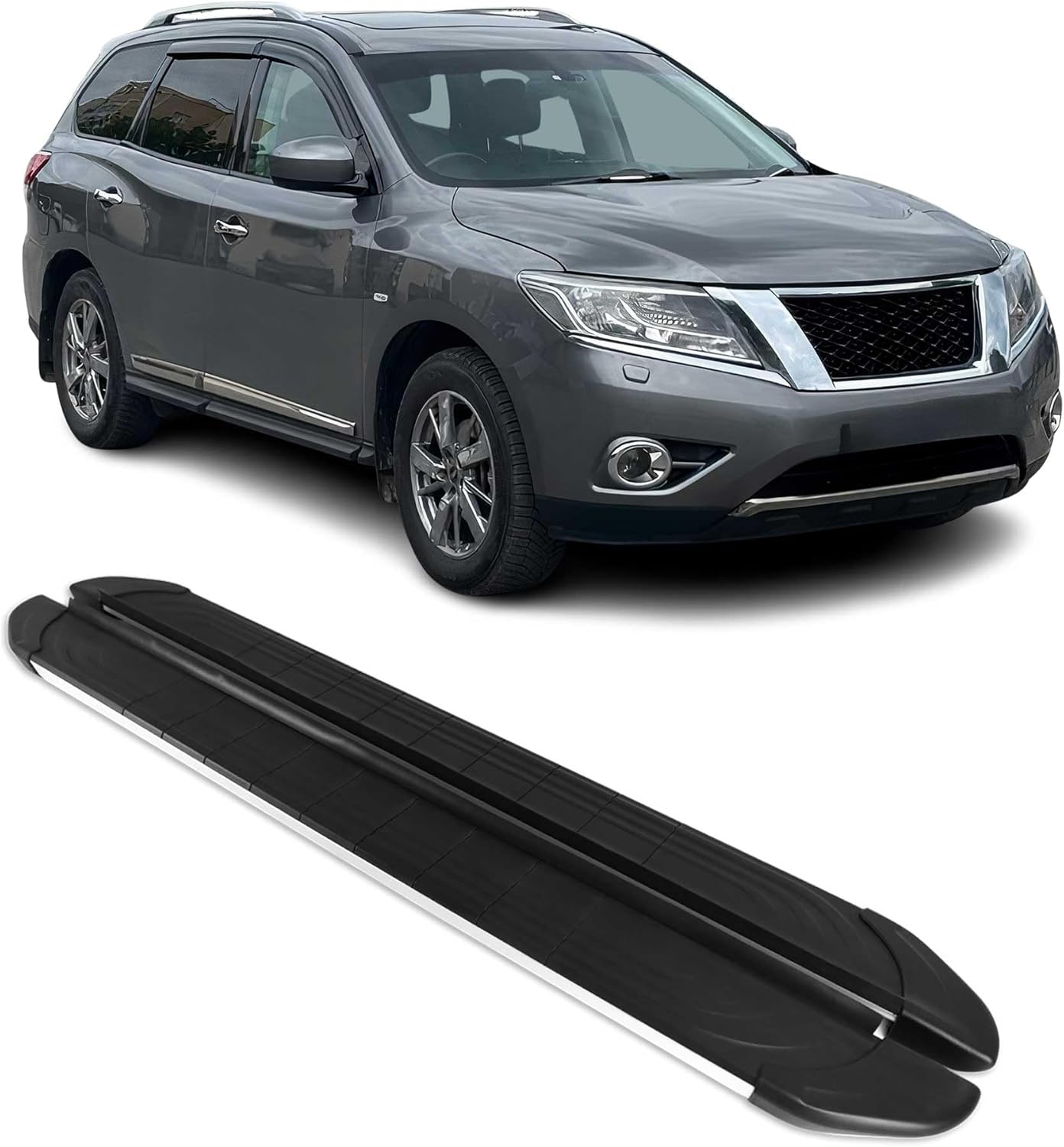 OMAC Side Steps for Nissan Pathfinder 2013-2021, Running Boards, Aluminum, Black, 2 Pcs