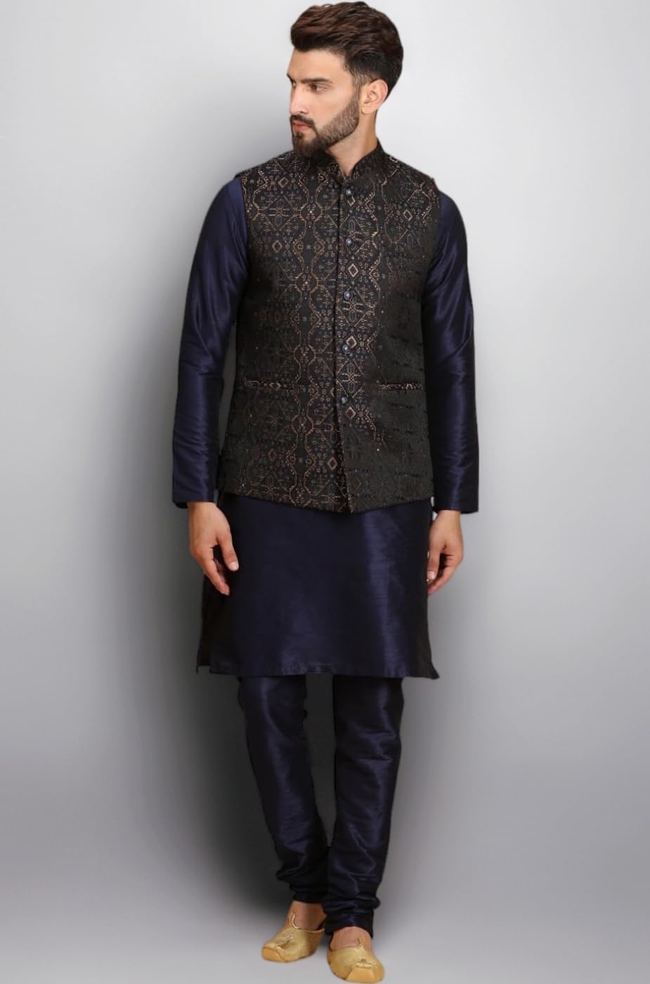 Men's Kurta Churidar Pyjama with Nehru Bandhgala Jacket