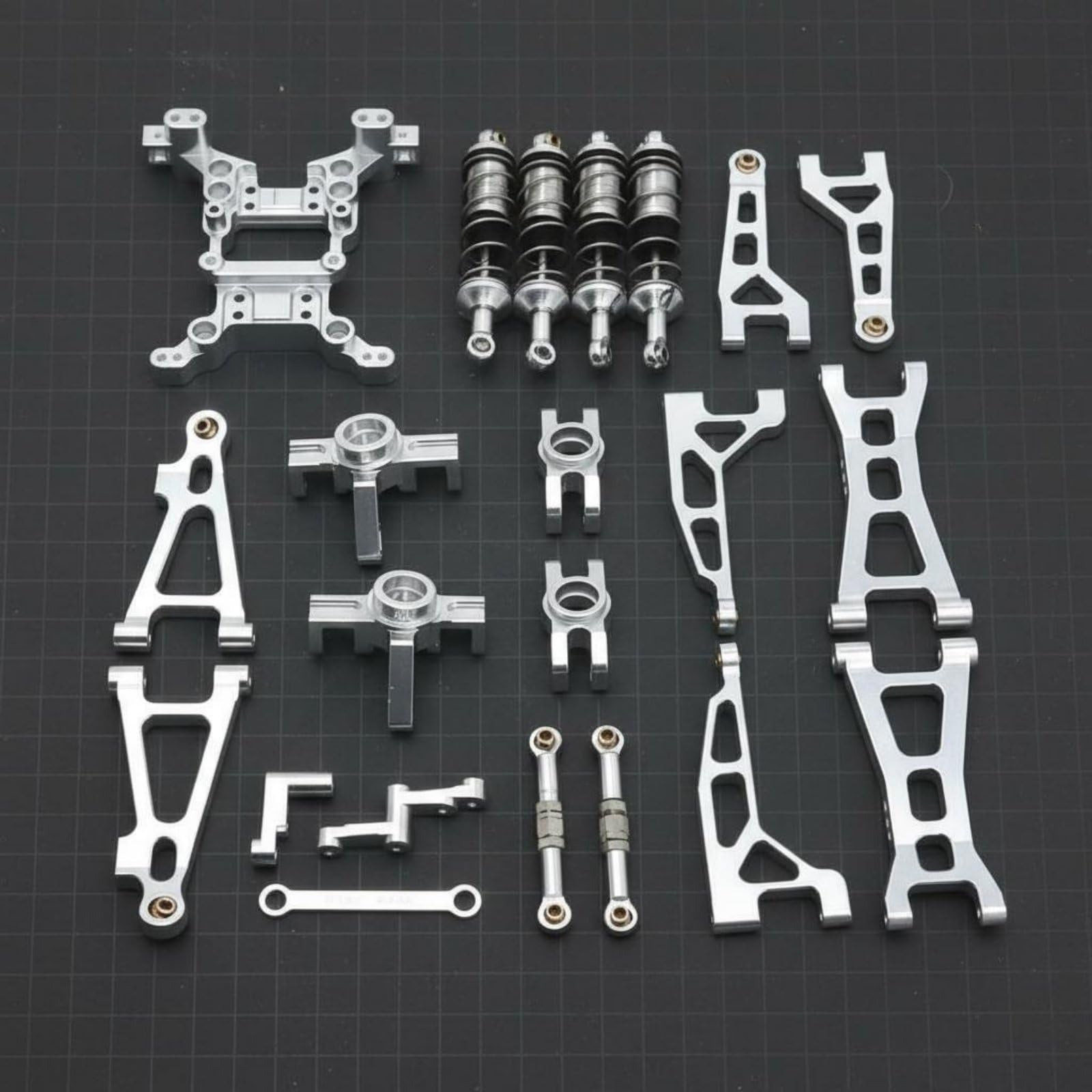Elektroauto RC Auto Metall Upgrade Satz Tuningteile Schwingarme Dämpfer Lenkung aus Aluminiumlegierung für Leichten Aufbau Und Hohe Belastbarkeit für, Red