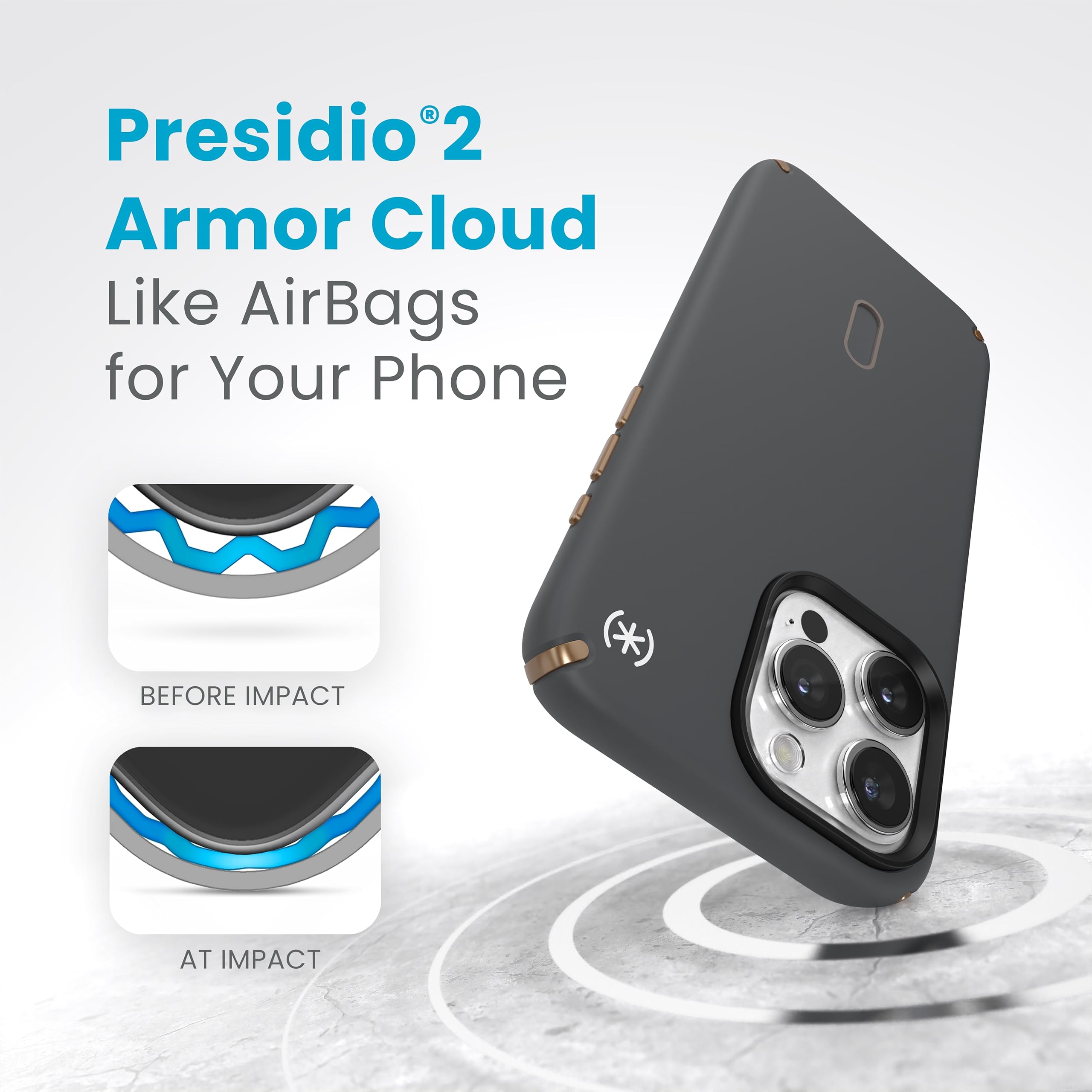 Funda IPhone 15 Pro Speck Presidio2 Pro | Protección Caídas 13 Pies | Compatible MagSafe | Suave Al Tacto