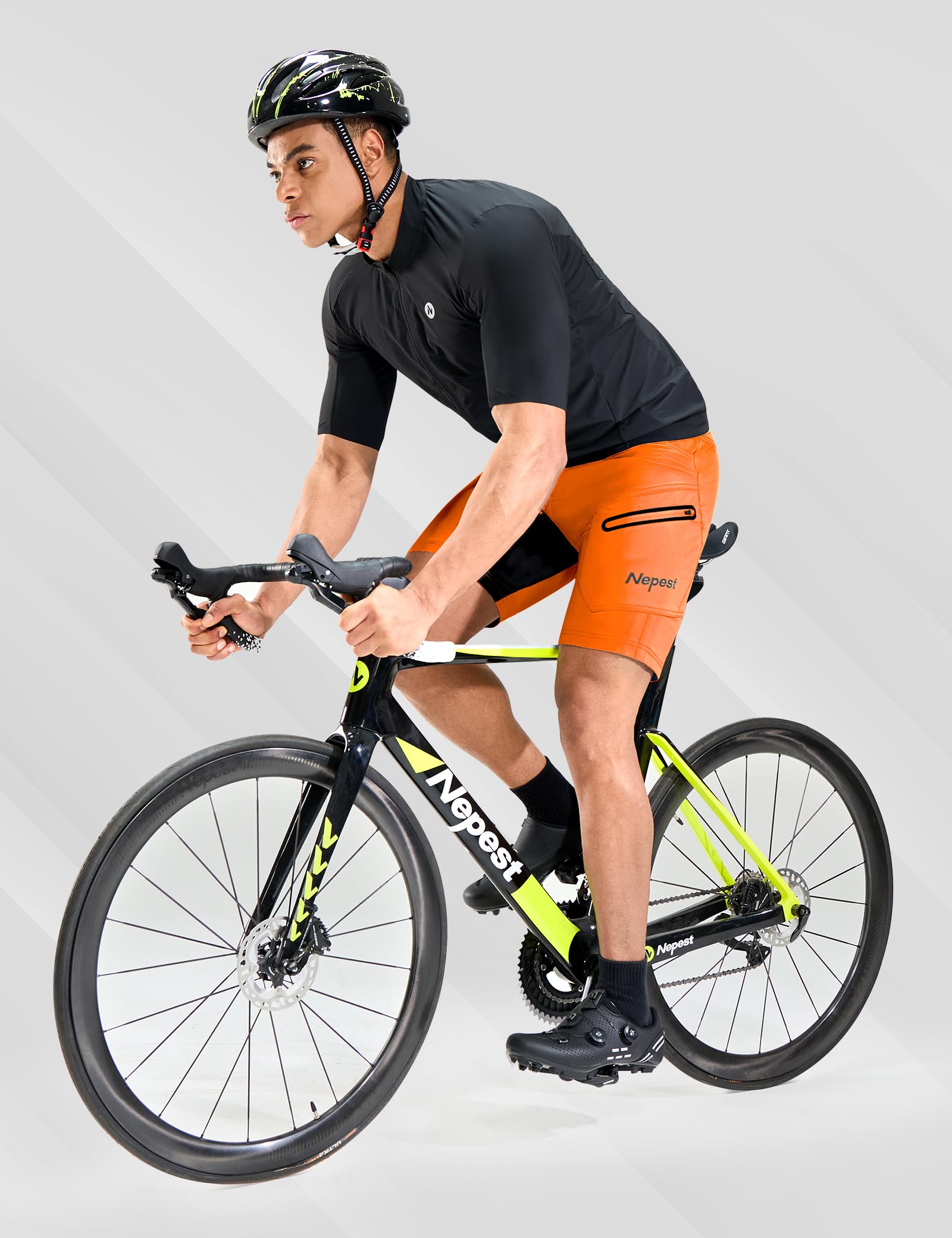 Nepest Short de VTT rembourré 3D pour Homme - Doublure rembourrée - Séchage Rapide - Poches zippées