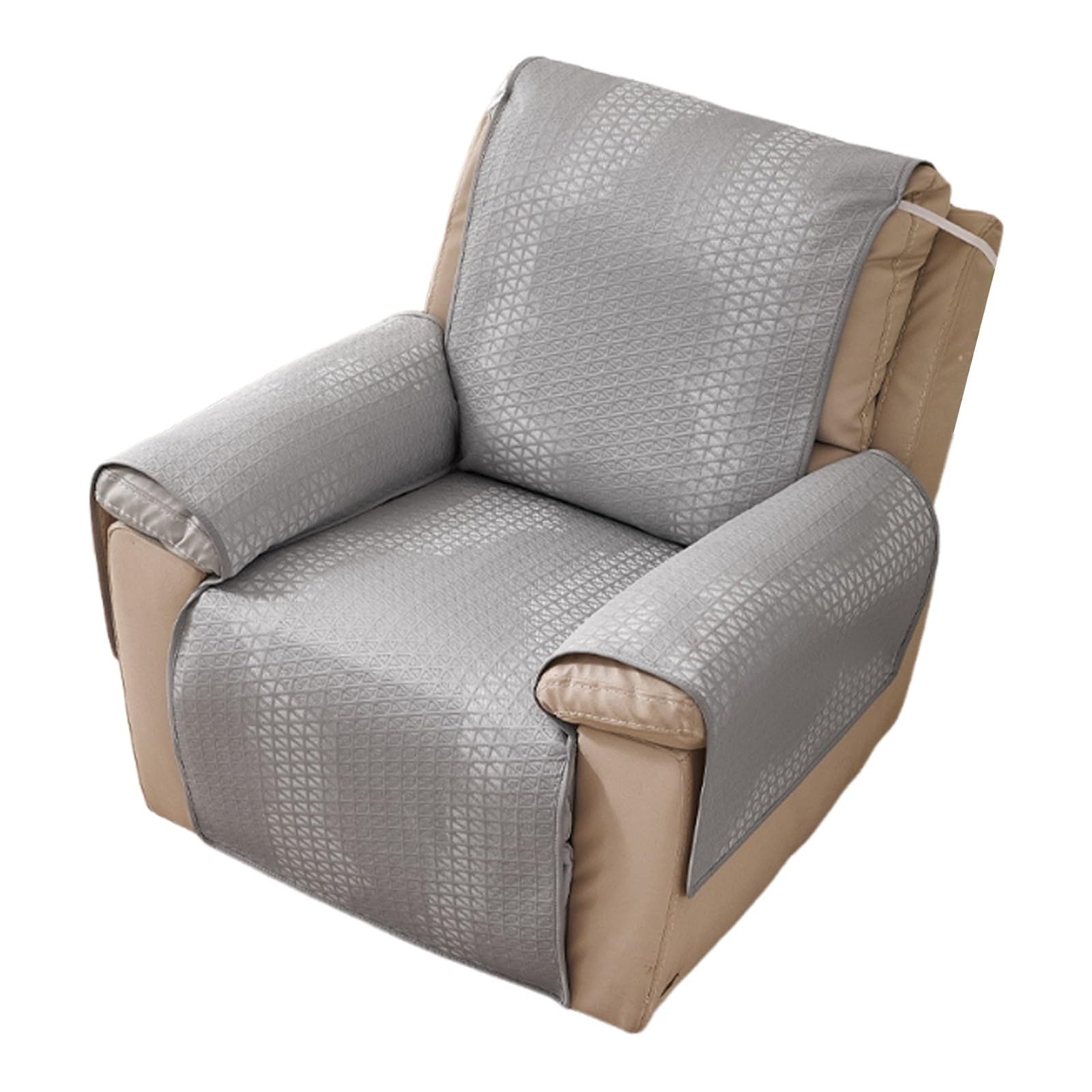 Funda Refrescante para Sillón Reclinable con Correas Elásticas, Funda Impermeable Antideslizante para Sofá y Sillón, Protector de Muebles Transpirable y Lavable, Apto para Mascotas(Gray,60x195cm)